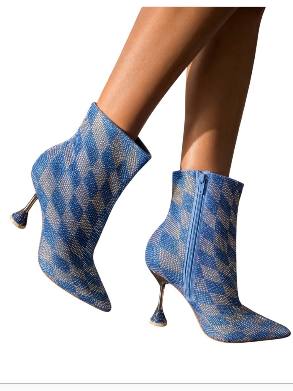 Gianni Bini “ Alfiee” Checkered Rhinestone Boots NWOT